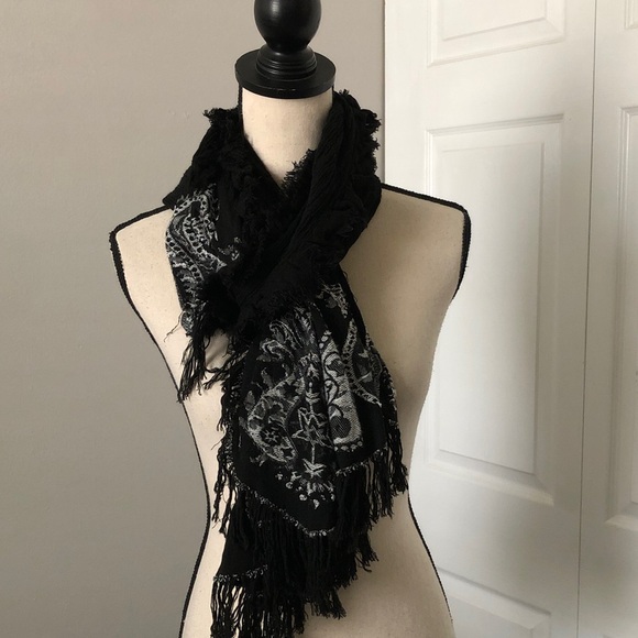 Betsey Johnson Accessories - BETSEY JOHNSON Women Viscose Scarf Wrap Floral Black & White